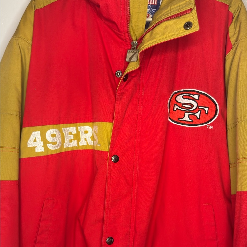 Vintage LOGO 7 Red and Gold Puffer Coat Size XL
